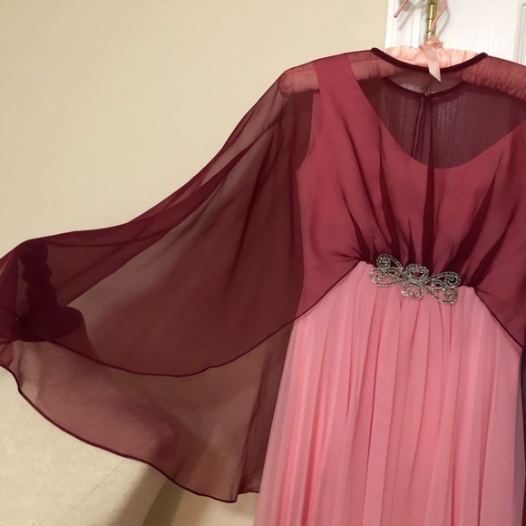 Vintage Emma Domb Embellished Evening Gown with Attached Cape - Picture 3 of 11